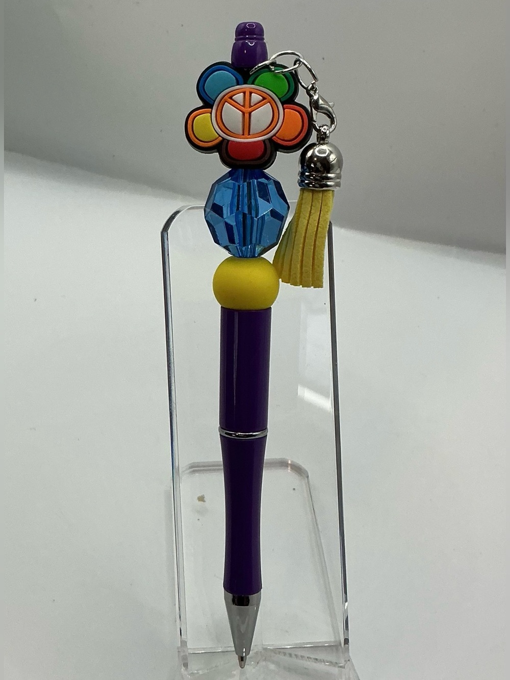 LGBTQ RAINBOW PRIDE PEACE FLOWER BEADED HANDMADE DECORATIVE PEN